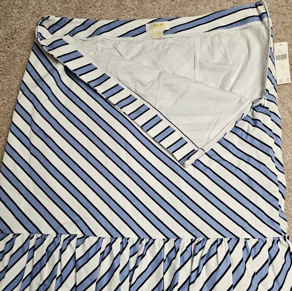 NEW Maeve Ryanne Asymmetric Nautical Stripe Peplum Flounce Ruffle Hem Midi Skirt - Picture 8 of 14